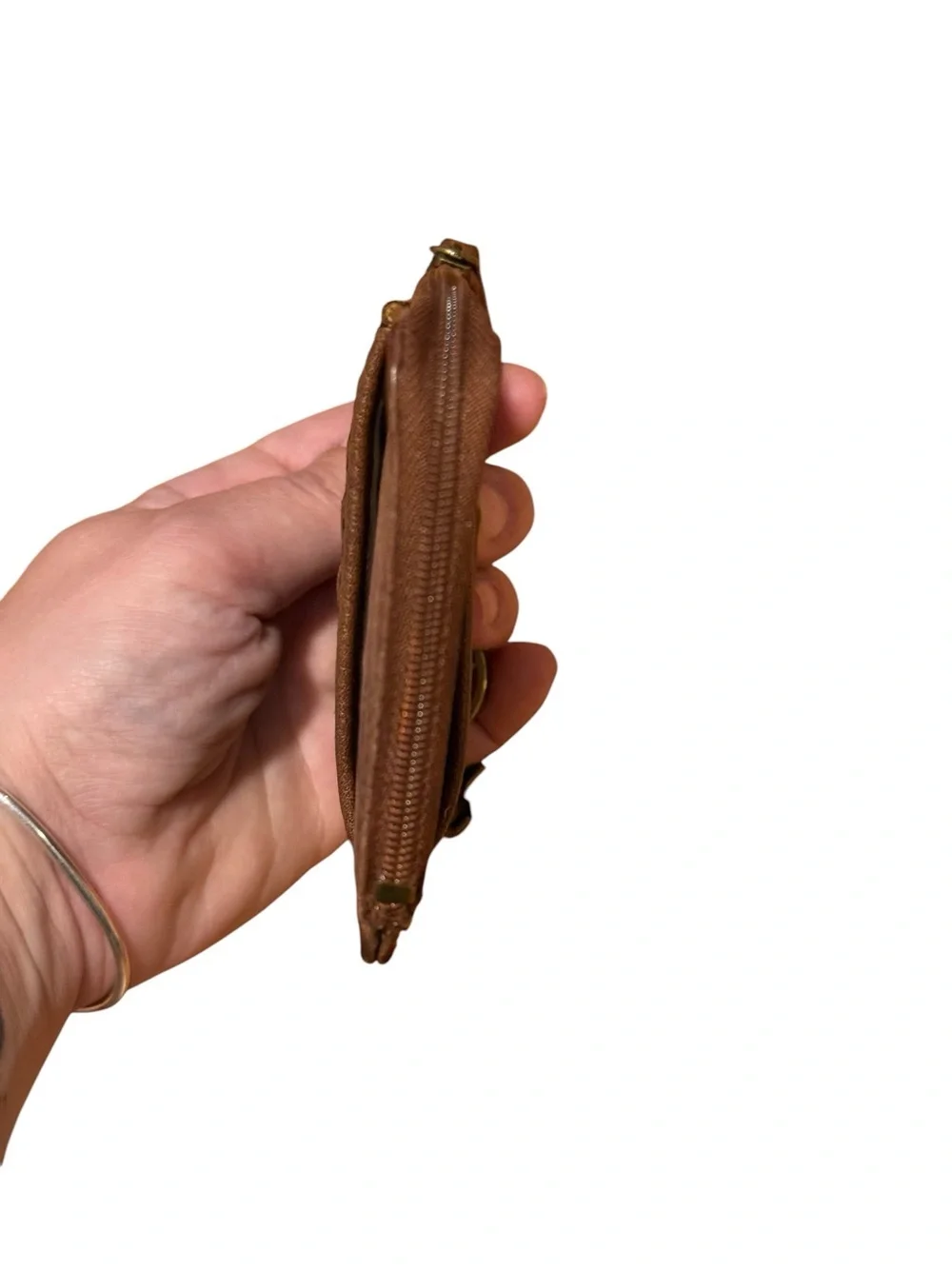 The sak Brown Leather Zip Card Holder with Keychain